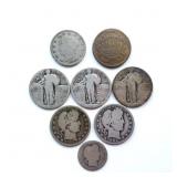 8-Piece Mixed Early U.S. Coin Lot ï¿½Liberty Quarter