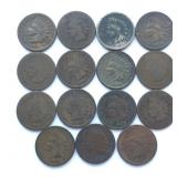 15 Indian Head Cents ï¿½ Mixed Dates 1860s-1900's