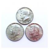 3 Kennedy Half Dollars ï¿½ 1966 & 1969-D
