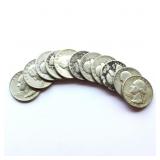 11 U.S. Silver Washington Quarters ï¿½ 1936-1964