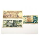 3 Pc Vintage Mexico Paper Currency