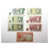 7 Pc Vintage British & Irish Paper Currency