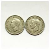 2 1949 Great Britain George VI Silver Half Crowns