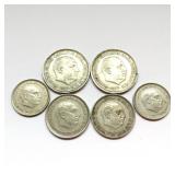 6-Pc 1957 Spain Francisco Franco Pesetas Coins