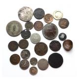 Lot of Early Worn Coins and Tokens