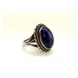 Lapis & Silver Ring ï¿½ Ornate Setting ï¿½ Size 7