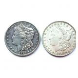 2 1921 and 1921-D Morgan Silver Dollars