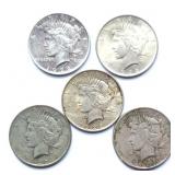 5 1922 Peace Silver Dollars