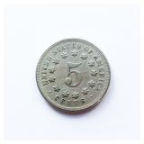 1868 Shield Nickel ï¿½ Repunched Date