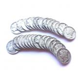 30 Mercury Silver Dimes ï¿½ 1940s Mixed Dates