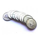 10 Kennedy Half Dollars ï¿½ 1968 & 1969