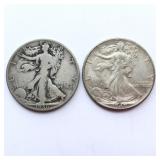 2 Walking Liberty Silver Half Dollars ï¿½1939-S/1940