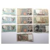 10 Pc Vintage Italian Lire Paper Currency