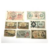 8 Pc Korea & Japan Paper Currency ï¿½ Wartime