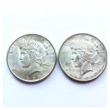 2 1922 Peace Silver Dollars