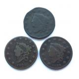 3 Early U.S. Large Cents ï¿½ 1825, 1828 & 1829
