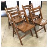 (4) Mid-Century Wood Slat Folding Chairs / Romania