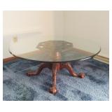 Glass Top Coffee Table with Paw Feet