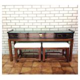 3pc Drexel Herritage Chinoiserie Console Table Set