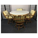 Rattan Dinette, Table with 4 Swivel Chairs