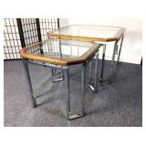 2 Modern Chrome and Glass Occasional Tables
