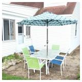 Patio Table,  6 Chairs and Umbrella