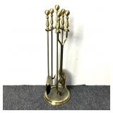 6 pc Brushed Brass Fireplace Set