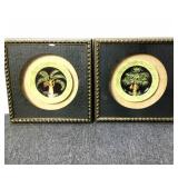 2 Shadowbox Framed Plates, Palm Trees