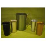Vintage Aluminum Pitcher & Cups