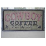 Cowboy Coffee Wood SIgn  14" x 26"