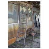 Vintage Platform Ladder w/ Rollers -6