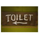 Hand Painted Toilet Arrow Sign  24" x 10"