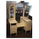 Painted Vanity w/ Mirror "Missing 1 Drawer"