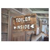 Hand Painted Toilet Arrow Sign  12" x 18"
