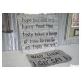 2 Hand Painted Tin Signs