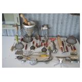 Vintage Kitchenalia - Green & Red Wood Handles-