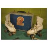 Vintage Roller Skates in Original Case w/ Wheel