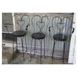 3 Metal Bar Stool (2 w/ arms) Seat ht 29"
