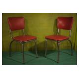 2 Red & Chrome Retro Chairs