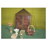 What Not Shelf, Wedding Basket, Trinket Box &