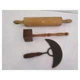 Single Blade Rocker Food Chopper, Rolling Pin and