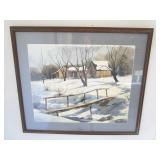 Framed Winter Landscape - Matted Under Glass