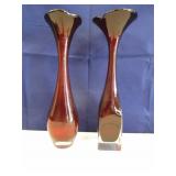 2 - Murano Handcrafted Vases - Italy - 12" - 3.3lb
