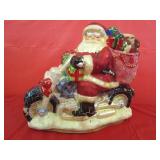 Glass Santa on Motorcycle "Some Paint flaking"