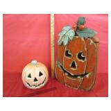 Styrofoam Jack O Lantern & Wood Jack O Lantern
