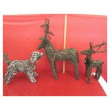 2 Grapevine Deer & Puppy Dog - Folky Art -