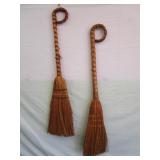 Pair of Shepherd Hook Hearth Brooms  38"