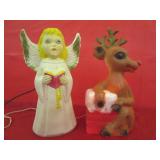 Vintage Rudolph & Angel Lighted Blow Molds