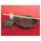 2 - Unmarked Cast Iron Skillets 6" & 13"