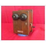 Oak Phone Ringer Box 'Turn Handle & Bells Ring'